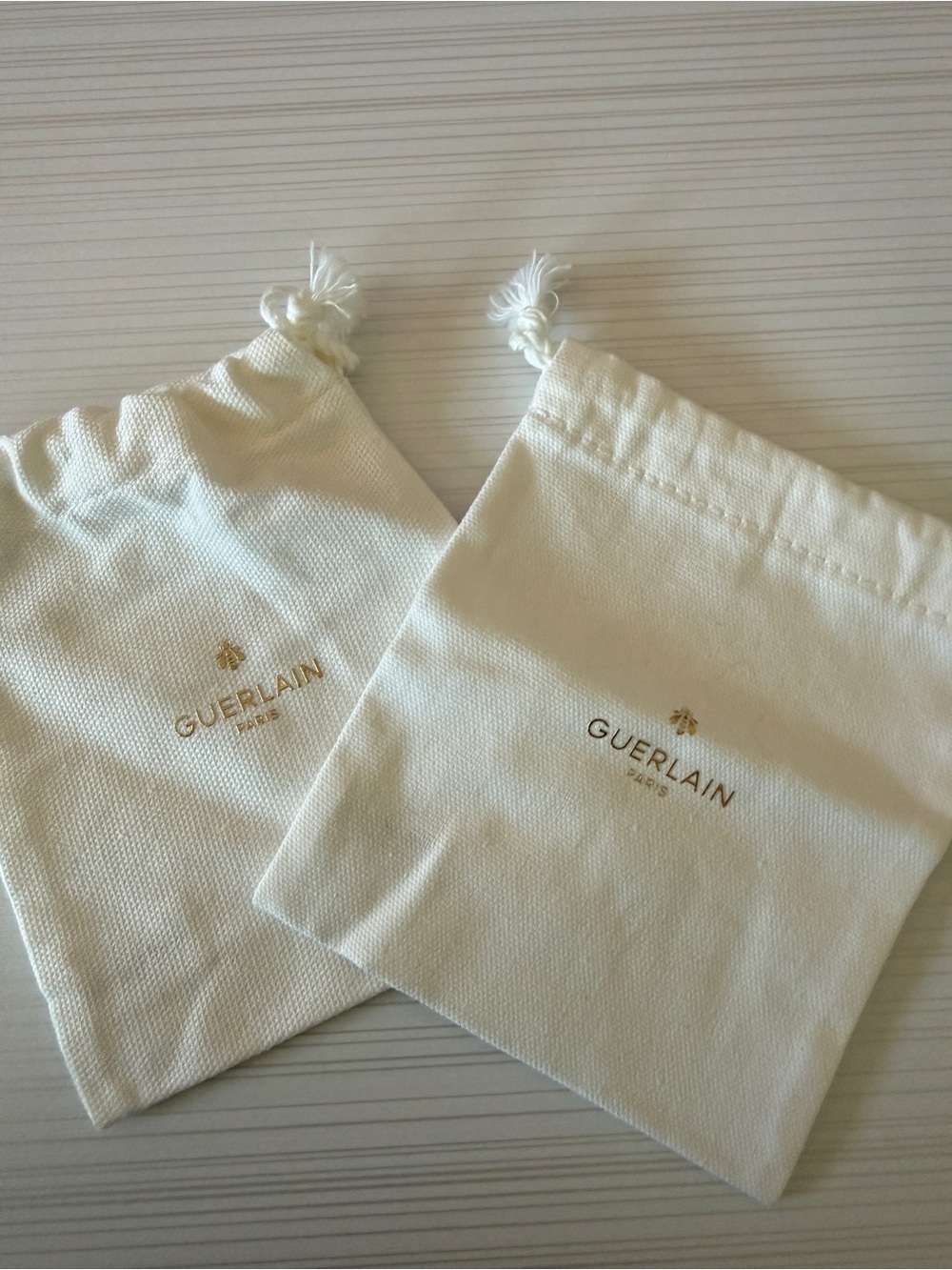 Guerlain Small Cream Drawstring Dust Bags - Set of 2